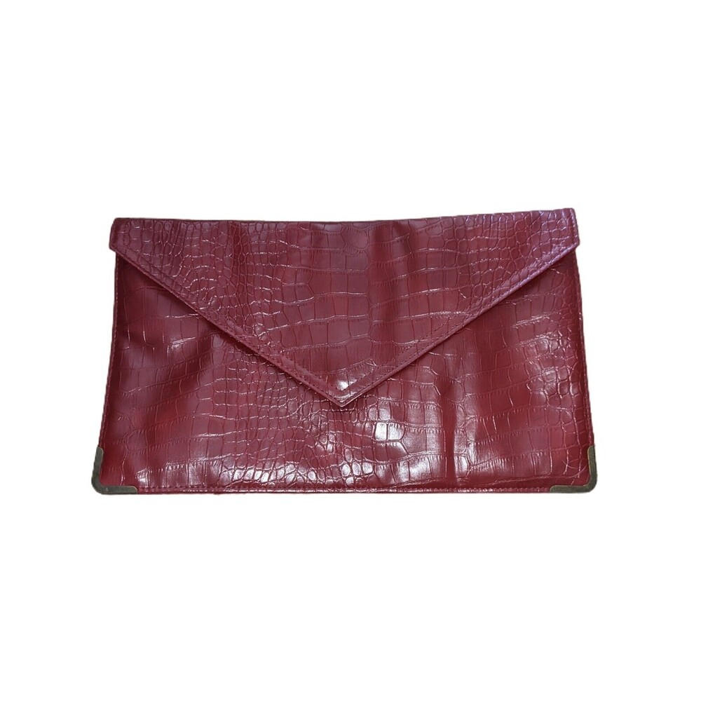 Forever 21 Clutch Purse 13.5x8 Rust/Brown color has tag Reptile embosse. READ